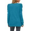 imageXIEERDUO Womens Crewneck Sweatshirts Trendy Puff Sleeve Tunic Sweaters Fall Clothes Loose Fit04adeep Sky Blue