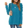 imageXIEERDUO Womens Crewneck Sweatshirts Trendy Puff Sleeve Tunic Sweaters Fall Clothes Loose Fit04adeep Sky Blue
