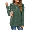 imageXIEERDUO Womens Crewneck Sweatshirts Trendy Puff Sleeve Tunic Sweaters Fall Clothes Loose Fit04agreen
