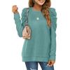 imageXIEERDUO Womens Crewneck Sweatshirts Trendy Puff Sleeve Tunic Sweaters Fall Clothes Loose Fit04agreyblue