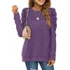 imageXIEERDUO Womens Crewneck Sweatshirts Trendy Puff Sleeve Tunic Sweaters Fall Clothes Loose Fit04apurple