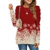 imageXIEERDUO Womens Crewneck Sweatshirts Trendy Puff Sleeve Tunic Sweaters Fall Clothes Loose Fit04bsnowflake