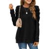 imageXIEERDUO Womens Crewneck Sweatshirts Trendy Puff Sleeve Tunic Sweaters Fall Clothes Loose FitBlack