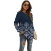 imageXIEERDUO Womens Crewneck Sweatshirts Trendy Puff Sleeve Tunic Sweaters Fall Clothes Loose FitZ Floral Navy