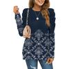 imageXIEERDUO Womens Crewneck Sweatshirts Trendy Puff Sleeve Tunic Sweaters Fall Clothes Loose FitZ Floral Navy