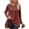 imageXIEERDUO Womens Long Sleeve Tops Casual Fleece Sweatshirt Fall Clothes Comfy Tunics Caramel XL