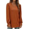 imageXIEERDUO Womens Long Sleeve Tops V Neck 2024 Fall Ruffle Puff Sleeve Cute Tunic shirts DressyCaramel