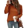 imageXIEERDUO Womens Long Sleeve Tops V Neck 2024 Fall Ruffle Puff Sleeve Cute Tunic shirts DressyCaramel