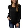 imageXIEERDUO Womens Long Sleeve Tunic Tops Ruffles Sleeve Square Neck Winter Shirts Dressy Casual01black