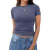 imageXIEERDUO Womens Short Sleeve Crew Neck Slim Fit T Shirts 2024 Y2k Clothes Spring Summer Basic Going Out Tops 2 Pack3 Pack2 Pack BlackBlue