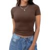 imageXIEERDUO Womens Short Sleeve Crew Neck Slim Fit T Shirts 2024 Y2k Clothes Spring Summer Basic Going Out Tops 2 Pack3 Pack2 Pack BlackBrown