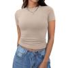 imageXIEERDUO Womens Short Sleeve Crew Neck Slim Fit T Shirts 2024 Y2k Clothes Spring Summer Basic Going Out Tops 2 Pack3 Pack2 Pack LightgreyKhaki