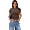imageXIEERDUO Womens Short Sleeve Crew Neck Slim Fit T Shirts 2024 Y2k Clothes Spring Summer Basic Going Out Tops 2 Pack3 Pack3 Pack BlackGreyBrown