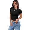 imageXIEERDUO Womens Short Sleeve Crew Neck Slim Fit T Shirts 2024 Y2k Clothes Spring Summer Basic Going Out Tops 2 Pack3 Pack3 Pack BlackWhiteBlue