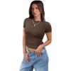 imageXIEERDUO Womens Short Sleeve Crew Neck Slim Fit T Shirts 2024 Y2k Clothes Spring Summer Basic Going Out Tops 2 Pack3 Pack3 Pack BlackWhiteBrown