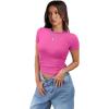 imageXIEERDUO Womens Short Sleeve Crew Neck Slim Fit T Shirts 2024 Y2k Clothes Spring Summer Basic Going Out Tops 2 Pack3 Pack3 Pack BlackWhiteRose