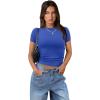 imageXIEERDUO Womens Short Sleeve Crew Neck Slim Fit T Shirts 2024 Y2k Clothes Spring Summer Basic Going Out Tops 2 Pack3 Pack3 Pack DarkgreenRoyalbluePink