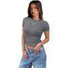 imageXIEERDUO Womens Short Sleeve Crew Neck Slim Fit T Shirts 2024 Y2k Clothes Spring Summer Basic Going Out Tops 2 Pack3 Pack3 Pack LightgreyKhakiGreen