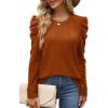 imageXIEERDUO Womens Tops Dressy Casual Crewneck Cute Shirts Puff Sleeve Tunic Tops
