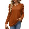 imageXIEERDUO Womens Tops Dressy Casual Crewneck Cute Shirts Puff Sleeve Tunic Tops