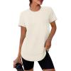 imageWomens Workout Tops Short Sleeve Shirts with Sun Protection Trendy Spring Summer Outfits S3XLWhite