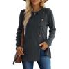 imageXIEERDUO Long Sleeve Tops for Women Tunics Buttons Front SlitE3 Dark Grey