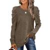 imageXIEERDUO Womens Crewneck Sweatshirts Trendy Puff Sleeve Tunic Sweaters Fall Clothes Loose Fit04acoffee