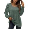 imageXIEERDUO Womens Long Sleeve Tunic Tops Ruffles Sleeve Square Neck Winter Shirts Dressy Casual02green