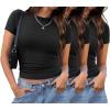 imageXIEERDUO Womens Short Sleeve Crew Neck Slim Fit T Shirts 2024 Y2k Clothes Spring Summer Basic Going Out Tops 2 Pack3 Pack3 Pack BlackBlackBlack