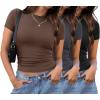imageXIEERDUO Womens Short Sleeve Crew Neck Slim Fit T Shirts 2024 Y2k Clothes Spring Summer Basic Going Out Tops 2 Pack3 Pack3 Pack BlackGreyBrown