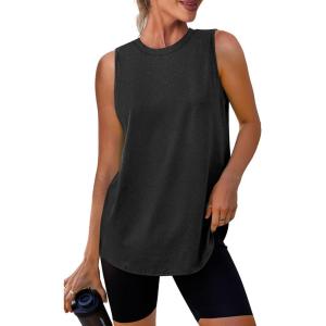 imageWomens Workout Tank Tops Lightweight Sleeveless Shirts for Women Loose Fit Tops for Athletic Running Tennis Yoga00black
