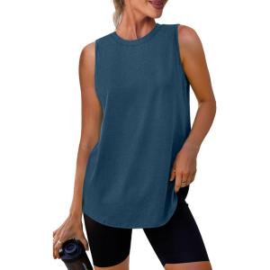 imageWomens Workout Tank Tops Lightweight Sleeveless Shirts for Women Loose Fit Tops for Athletic Running Tennis YogaDark Blue