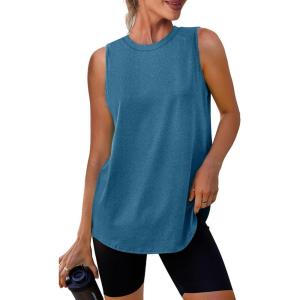 imageWomens Workout Tank Tops Lightweight Sleeveless Shirts for Women Loose Fit Tops for Athletic Running Tennis YogaDeep Blue
