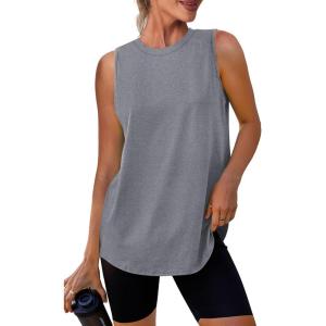 imageWomens Workout Tank Tops Lightweight Sleeveless Shirts for Women Loose Fit Tops for Athletic Running Tennis YogaGrey
