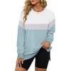 imageXIEERDUO Womens Oversized Sweatshirts Pullover Casual Crewneck Long Sleeve Tops Comfy20whitegreyblue