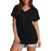 imageXIEERDUO Womens Summer Tops Short Sleeve Shirts Casual V Neck T Shirt Loose Fit ComfyBlack