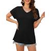 imageXIEERDUO Womens Summer Tops Short Sleeve Shirts Casual V Neck T Shirt Loose Fit ComfyBlack