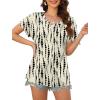 imageXIEERDUO Womens Summer Tops Short Sleeve Shirts Casual V Neck T Shirt Loose Fit ComfyBlack Dot