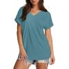 imageXIEERDUO Womens Summer Tops Short Sleeve Shirts Casual V Neck T Shirt Loose Fit ComfyBlue