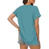 imageXIEERDUO Womens Summer Tops Short Sleeve Shirts Casual V Neck T Shirt Loose Fit ComfyBlue