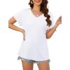 imageXIEERDUO Womens Summer Tops Short Sleeve Shirts Casual V Neck T Shirt Loose Fit ComfyBwhite