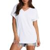 imageXIEERDUO Womens Summer Tops Short Sleeve Shirts Casual V Neck T Shirt Loose Fit ComfyBwhite