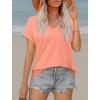 imageXIEERDUO Womens Summer Tops Short Sleeve Shirts Casual V Neck T Shirt Loose Fit ComfyCoral