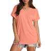 imageXIEERDUO Womens Summer Tops Short Sleeve Shirts Casual V Neck T Shirt Loose Fit ComfyCoral