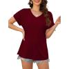 imageXIEERDUO Womens Summer Tops Short Sleeve Shirts Casual V Neck T Shirt Loose Fit ComfyCred
