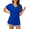 imageXIEERDUO Womens Summer Tops Short Sleeve Shirts Casual V Neck T Shirt Loose Fit ComfyCroyal Blue