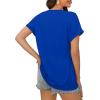imageXIEERDUO Womens Summer Tops Short Sleeve Shirts Casual V Neck T Shirt Loose Fit ComfyCroyal Blue