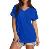 imageXIEERDUO Womens Summer Tops Short Sleeve Shirts Casual V Neck T Shirt Loose Fit ComfyCroyal Blue