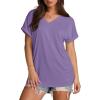 imageXIEERDUO Womens Summer Tops Short Sleeve Shirts Casual V Neck T Shirt Loose Fit ComfyCrpurple
