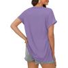 imageXIEERDUO Womens Summer Tops Short Sleeve Shirts Casual V Neck T Shirt Loose Fit ComfyCrpurple